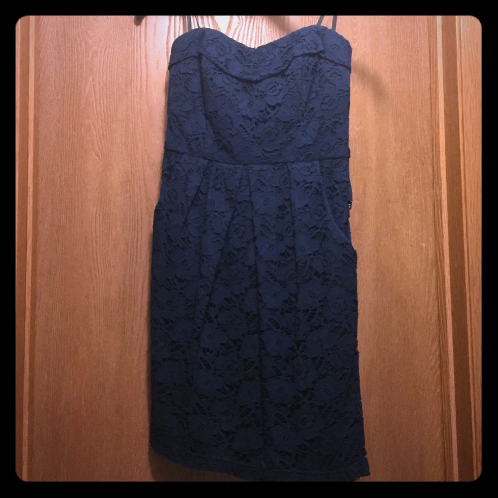 Navy strapless